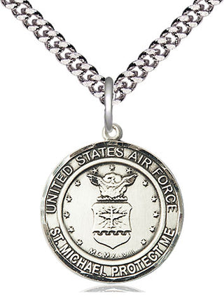 Sterling Silver Air Force St Michael Medal Religious Jewelry Engraved Catholic Saint Jewelry