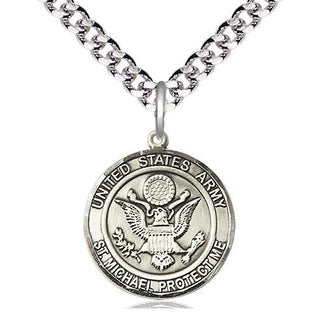 Sterling Silver Army St Michael Medal Religious Jewelry Engraved Catholic Saint Jewelry