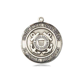 Sterling Silver Coast Guard St Michael Medal Engraved Catholic Saint Jewelry