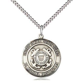 Sterling Silver Coast Guard St Michael Medal Religious Jewelry Engraved Catholic Saint Jewelry