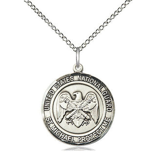Sterling Silver National Guard St Michael Medal Religious Jewelry Engraved Catholic Saint Jewelry