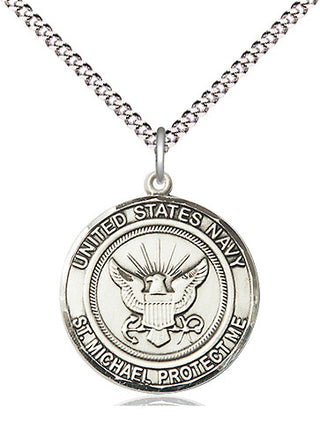 Sterling Silver Navy St Michael Medal Religious Jewelry Engraved Catholic Saint Jewelry