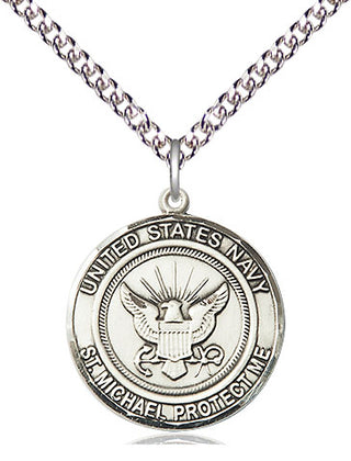 Sterling Silver Navy St Michael Medal Religious Jewelry Engraved Catholic Saint Jewelry
