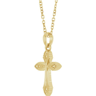 14K Yellow Vintage-Inspired Cross 16-18" Necklace