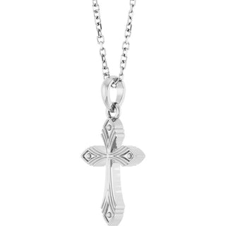 Platinum Vintage-Inspired Cross 16-18" Necklace
