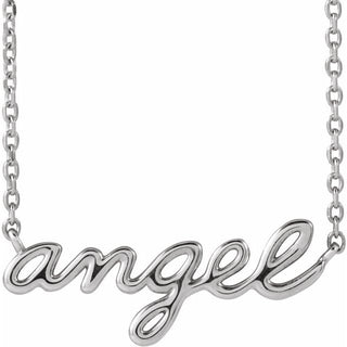 14K White Angel Script 18" Necklace