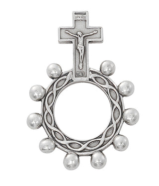 Red Lady Bug Silver Oxidized Rosary
