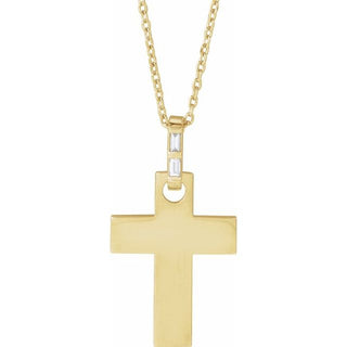 14K Yellow .03 CTW Natural Diamond Cross 16-18" Necklace Mounting