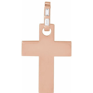 14K Rose .03 CTW Natural Diamond Cross Pendant