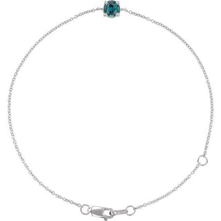 14K White Lab-Grown Alexandrite  6 1/2-7-1/2" Bracelet