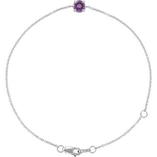 Sterling Silver Natural Amethyst 6 1/2-7 1/2" Bracelet