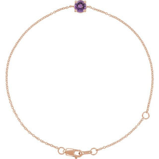 14K Rose Natural Amethyst  6 1/2-7-1/2" Bracelet