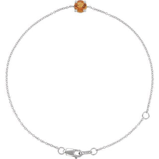 14K White Natural Citrine  6 1/2-7-1/2" Bracelet