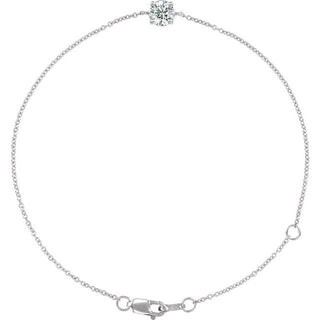 14K White 1/5 CT Natural Diamond 6 1/2-7 1/2" Bracelet