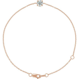 14K Rose 1/5 CT Natural Diamond 6 1/2-7 1/2" Bracelet