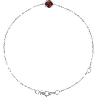 14K White Natural Mozambique Garnet  6 1/2-7-1/2" Bracelet