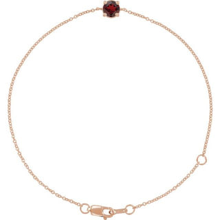 14K Rose Natural Mozambique Garnet  6 1/2-7-1/2" Bracelet