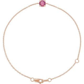 14K Rose Natural Pink Tourmaline  6 1/2-7-1/2" Bracelet