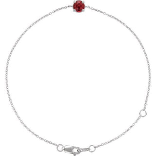 Sterling Silver Lab-Grown Ruby 6 1/2-7 1/2" Bracelet
