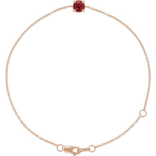 14K Rose Natural Ruby  6 1/2-7-1/2" Bracelet