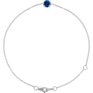 14K White Lab-Grown Blue Sapphire  6 1/2-7-1/2" Bracelet