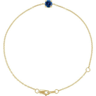 14K Yellow Lab-Grown Blue Sapphire  6 1/2-7-1/2" Bracelet