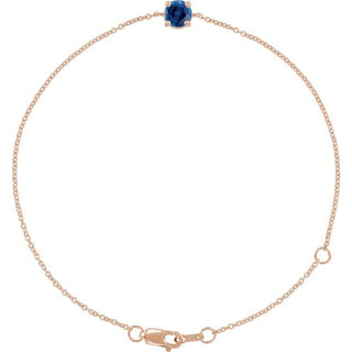 14K Rose Lab-Grown Blue Sapphire  6 1/2-7-1/2" Bracelet