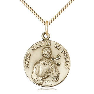 14kt Gold Filled Saint Martin de Porres Medal Catholic Jewelry