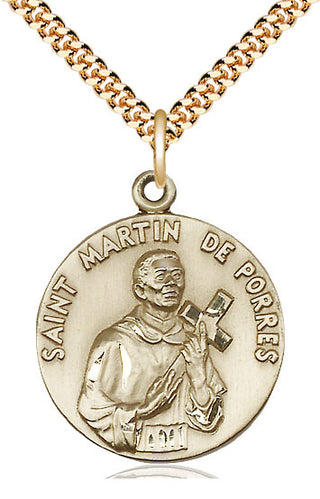 14kt Gold Filled Saint Martin de Porres Medal Catholic Jewelry
