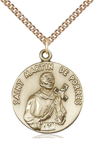 14kt Gold Filled Saint Martin de Porres Medal Catholic Jewelry