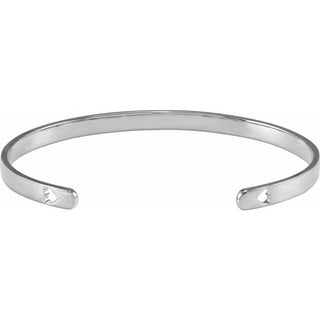 Sterling Silver Engravable Heart Pierced Cuff 7" Bracelet