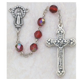 6MM Aurora Borealis Ruby July Rosary
