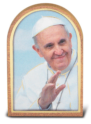 10-Pack - Pope Francis Single 1 3/4" Arched Standing Wood Plaque
