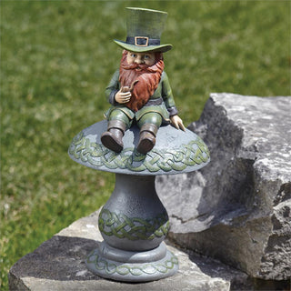 16.5-Inch Led Solar Leprechaun Sitting On Mushroom Figure