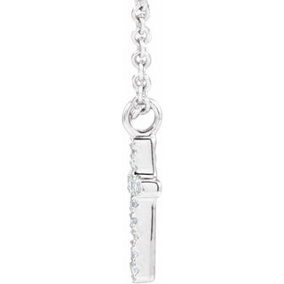14K White .04 CTW Natural Diamond Cross 18" Necklace