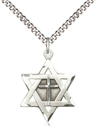 Pewter Star of David with Cross Medal Catholic Jewelry