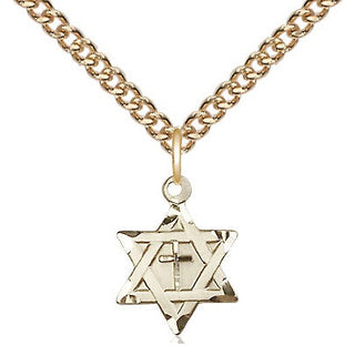 14kt Gold Filled Star of David with Cross Medal Religious and Catholic Jewelry