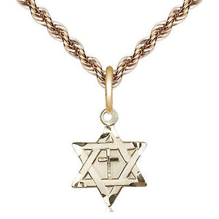 14kt Gold Filled Star of David with Cross Medal Religious and Catholic Jewelry