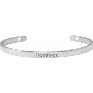 Sterling Silver Engravable Heart Pierced Cuff 7" Bracelet