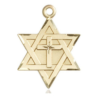 14kt Gold Filled Star of David with Cross Medal
