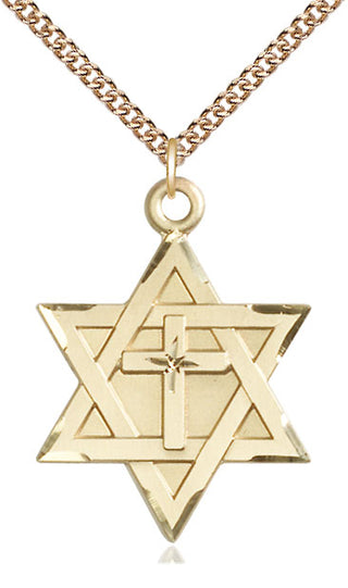 14kt Gold Star of David with Cross Medal