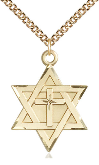 14kt Gold Star of David with Cross Medal