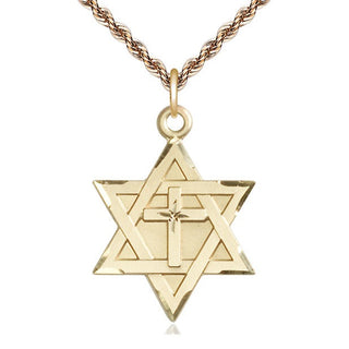 14kt Gold Star of David with Cross Medal