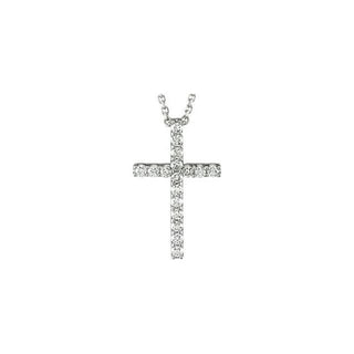 Platinum 1/5 CTW Natural Diamond Petite Cross 18" Necklace