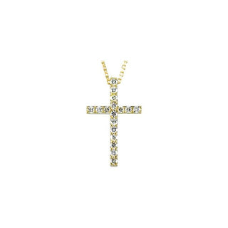 14K Yellow 1/4 CTW Natural Diamond Petite Cross 18" Necklace