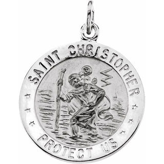 14K White 18 mm Saint Christopher Medal