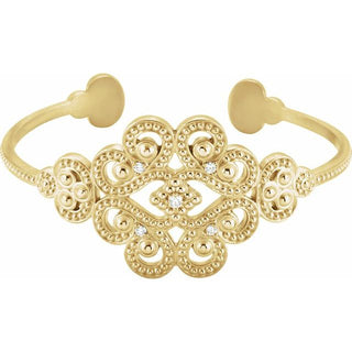 14K Yellow 1/6 CTW Natural Diamond Cuff 7" Bracelet