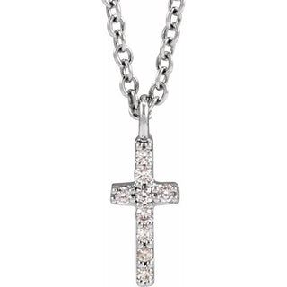 14K White .03 CTW Natural Diamond Cross 18" Necklace