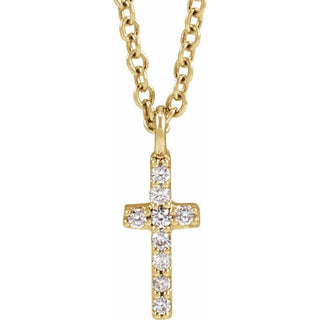 14K Yellow .03 CTW Natural Diamond Cross 18" Necklace