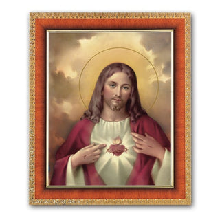 Sacred Heart In Art Deco Frame 10.25X12.25" 8X10 Print